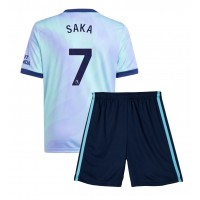 Camisa de Futebol Arsenal Bukayo Saka #7 Equipamento Alternativo Infantil 2024-25 Manga Curta (+ Calças curtas)